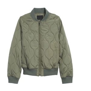 Quilted Green Bomber Jacket